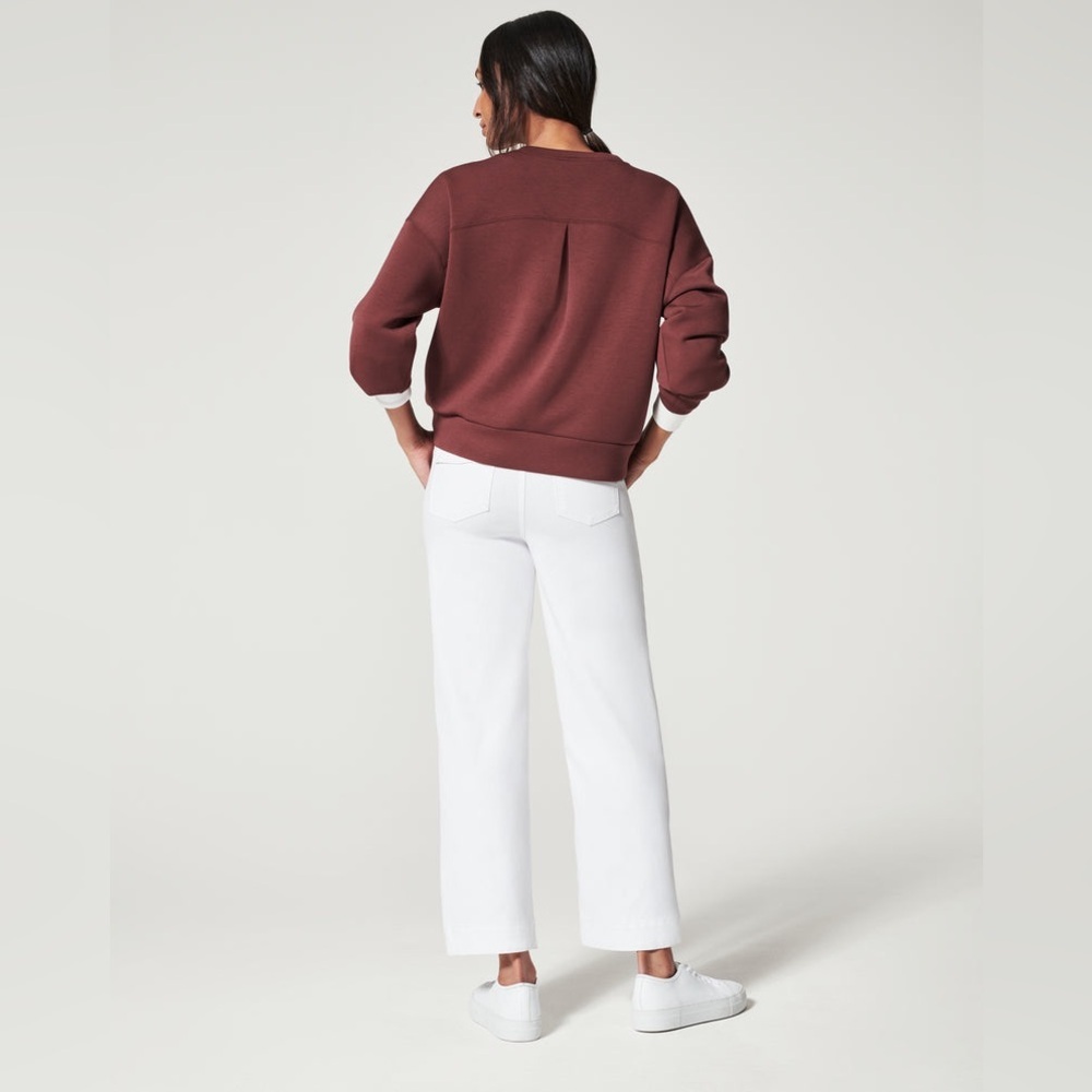 Spanx Stretch Twill Cropped Wide Leg Pant-Bright White Size Medium Style 20312R - Picture 7 of 9